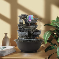 1 x RAW Customer Returns Dyna-Living Indoor Fountain Table Fountain with Rolling Ball Fountain Polyresin Fountain LED Lighting Multicolored Table Top Water Fountain Rock Garden - RRP €50.41