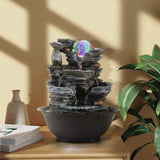 1 x RAW Customer Returns Dyna-Living indoor fountain table fountain with rolling ball, fountain polyresin fountain LED lighting multicolored, table top water fountain rock garden - RRP €50.41