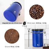 11 x Brand New BEAN ENVY Coffee Jar Airtight with Date Display and CO2 Valve - 650 ml Vacuum Container for Coffee Powder, Coffee Beans - Stainless Steel Coffee Bean Container - Decorative Tea Caddy, Sugar Bowl - Blue - RRP €362.89