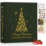 1 x Brand New Lanpn Christmas Photo Album Self-Adhesive Scrapbook, Linen Memory Book White Pages Photo Book for DIY Holiday Gifts for Family and Friends 33.5 x 32.5 cm, 80 Pages, Green  - RRP €20.4