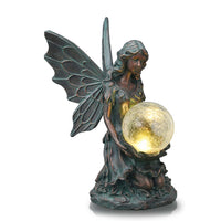 1 x RAW Customer Returns TERESA S COLLECTIONS garden decoration for outdoors, elf garden figures solar glass balls lighting 33 cm elf angel garden figure fairies statue made of resin solar figures fairy fairy figure gifts for women - RRP €38.99