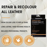 1 x RAW Customer Returns Furniture Clinic Complete Repair Kit for Black Leather Includes Damaged Vinyl and Faux Surface on Sofa, Armchair, Car Seat for Little Ones Holes, Snags, Tears, Burns and Scratches - RRP €31.52