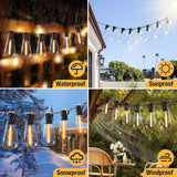 1 x RAW Customer Returns Svater Outdoor Solar String Lights,ST38 30M Outdoor Garden Lights, 50 2 E12 1W LED, 4 Modes, Waterproof Shatterproof Autosensing Solar Lights for Garden Patio Warm White - RRP €55.6