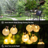 1 x RAW Customer Returns LQWELL Solar Fairy Lights Outdoor, Solar Chain Light Crystal Balls 100LED 16M 55FT IP44 8 Modes Fairy Lights for Outdoor Indoor Waterproof Garden Patio Balcony Wedding Window Warm White  - RRP €20.11