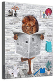 1 x Brand New MKHFUW Funny Bathroom Wall Art, Funny Animals Reading Newspapers in the Toilet Canvas Poster for Toilet Bathroom Animals Artwork, Frameless Lion, 60 x 80 cm  - RRP €20.4