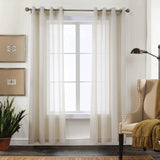 1 x RAW Customer Returns CUCRAF Solid Sheer Linen Look Voile Curtain Window Curtain Sets, Polyester Eyelet Curtain, Modern Window Treatments, Linen Color, H225 x W140cm Set of 2 - RRP €22.18