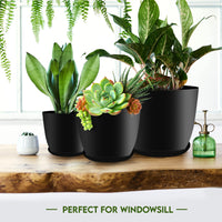 1 x RAW Customer Returns Utopia Home Flowerpot, Pack of 5 Black , 18- 17- 15- 13- 12 cm Decorative Planter for Indoor Plants - Plant Pot with Saucer - RRP €15.59