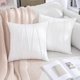 1 x Brand New MIULEE Set of 2 Cushion Covers Velvet Throw Pillows Sofa Cushions Decorative Pillowcase Cushion Cover Couch Cushion Stripes Decoration with Hidden Zipper Sofa Living Room 50 x 50 cm Pure White - RRP €22.49