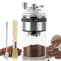 1 x RAW Customer Returns Moongiantgo Manual Coffee Grinder Compact and Effortless, Stainless Steel Glass, 5 Precise Levels Adjustable Ceramic Conical Burr, with Spoon Brush Make Fresh Coffee Anytime, Anywhere - RRP €22.54