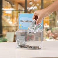 1 x RAW Customer Returns Belle Vous acrylic donation box with key - 16 x 10 x 21.5cm transparent money box - donation box made of acrylic - lockable donation box - RRP €26.99