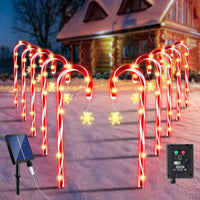 1 x RAW Customer Returns Pack of 10 solar LED candy canes outdoor, Christmas LED candy cane fairy lights, solar or USB connection charging, Christmas lighting LED garden light for outdoor decoration Christmas decoration - RRP €33.26