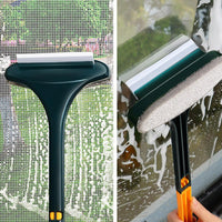 1 x Brand New KOBOKO 2 in 1 professional window cleaning with window squeegee, brush mesh screen cleaner glass cleaning brush, window floor washing brush removable handle-yellow - RRP €20.4