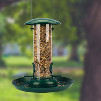 1 x RAW Customer Returns WILDLIFE FRIEND I Grain feeding column with XL feeding plate, green - feeding bowl for birds to hang up with landing spots, feeding station for year-round feeding of wild birds - RRP €18.99