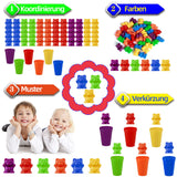 1 x Brand New JEFFOUOO Counting Bears Set, 67 Pieces Counting Bears with Matching Sorting Cups, Counting Bears Montessori Math Toys for Children, 6 Colors Bears Counting Toy Find Educational Toys Toddlers with Bag - RRP €8.05