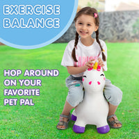 2 x RAW Customer Returns JOYIN bouncy animal unicorn for children, including air pump, inflatable bouncy toy made of, hopper unicorn, promotes sense of balance, bouncy animal from 2,3,4,5,6, animal ears for support, robust and durable - RRP €61.84