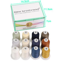 1 x RAW Customer Returns New brothread 12 Neutral Jean Colors Multipurpose 100 Mercerized Cotton Thread 30WT 50S 3 600M for Quilting, Sewing and Embroidery - RRP €23.92