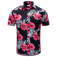 1 x RAW Customer Returns JKLPOLQ Men s Hawaiian Shirt Floral Casual Short Sleeve Summer Shirts Hawaii Beach Print Shirt for Vacation Red, XXL  - RRP €23.8