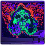 10 x Brand New Roninkier Tapestry Skeleton Blacklight Wall Hanging Cotton - Wall Towel Psychedelic Uv Reactive Bedspread Tapestry Hippie for Bedroom Aesthetic Decoration - RRP €249.9