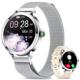 1 x RAW Customer Returns niolina Smartwatch Women with Telephone Function, 1.106 AMOLED Small Screen Smart watch for Android iOS, IP68 Waterproof Wristwatch with 120 Sports, Fitness Watch for Heart Rate Monitor Pedometer SpO2 Silver  - RRP €59.99