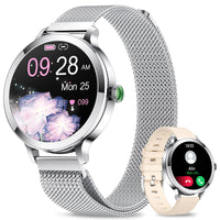 1 x RAW Customer Returns niolina Women s Smart Watch, 1,106 HD AMOLED Smartwatch with Calls, 100 Sports Modes, 24H Monitor Pedometer Calorie SpO2 Sleep Women s Watch for Android iOS, IP68 Waterproof, Silver - RRP €59.99