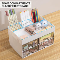 1 x RAW Customer Returns GoMaihe Desk Organizer with 4 Drawers Compartments - Office Organization System Multifunctional Pen Holder Desk - Office Organization Pen Organizer for Office Home School White  - RRP €14.98