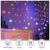 1 x RAW Customer Returns BLOOMWIN 2x1M LED, snowflake light curtain colorful, USB Christmas lights 8 modes fairy lights curtain 104LEDs mood lights for balcony, window, wedding, Christmas IP44 fairy lights - RRP €25.99