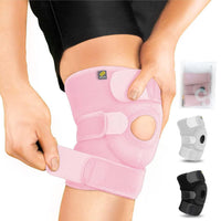 1 x RAW Customer Returns Bracoo KS10 knee support for men and women Knee support with patella opening - neoprene knee support ideal for volleyball, basketball, fitness, sports and everyday life pink  - RRP €17.99