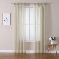 1 x RAW Customer Returns MIULEE Set of 2 Sheer Voile Curtain Rod Pull-through Transparent Curtain Made of Polyester Window Curtain Transparent Living Room Airy Decorative Curtain for Bedroom 140 x 245 cm W x H , Rod Pocket Beige - RRP €28.22