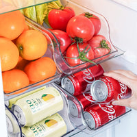 1 x RAW Customer Returns Puricon 4 Pack Can Holder Refrigerator Organizer for Canned Drinks, Stackable Plastic Can Dispenser Cans Drinks Kitchen Organizer Storage Box, Cans Can Store Container - RRP €24.62