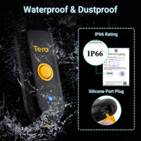 1 x RAW Customer Returns Tera Mini 1D Barcode Scanner Compact Waterproof Wireless Laser Scanner 3-in-1, Compatible with Bluetooth, USB Wired, Portable Barcode Scanner for Logistics Work with iOS, Windows, Android, Yellow - RRP €24.19