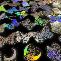 1 x Brand New Holographic Glitter Stickers 200 Pieces Pet Vintage Stickers Butterfly Stickers Holographic Stickers Colors Glitter Scrapbooking Stickers Self-Adhesive Glitter Stickers - RRP €11.89