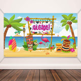 4 x Brand New Hawaiian Party Decoration Supplies Beach Backdrop Party Banner Luau Party Photo Booth Backdrop Banner for Luau Party Decorations for Aloha Themed Parties, 72.8 x 43.3 inches - RRP €47.96