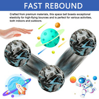 1 x Brand New ZAEFINI 4 Pieces Astro Jump Ball Astro Bouncy Balls High Bounce Hole Ball Make a Popping Sound Rubber Ball Jumps Mini Bouncing Bounce Ball Moon Space Ball, for Kids Party Gift  - RRP €9.77