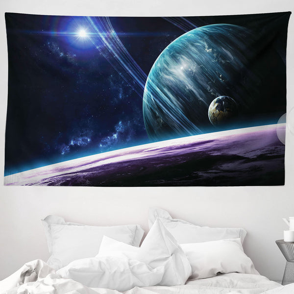 1 x RAW Devoluciones de clientes ABAKUHAUS Space Tapiz y colcha, Universo con planetas en tejido de microfibra suave Lavable sin decoloración Impresión digital, 230 x 140 cm, Azul violeta - PVP 22,09 € – Jobalots Europe