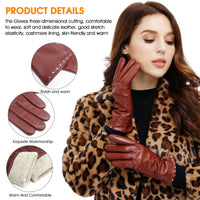 1 x RAW Customer Returns Acdyion Women s Winter Leather Gloves Touchscreen Warm Cashmere Lining Elegant Slim Fit Real Leather Winter Gloves Daily Leisure Outdoor - RRP €19.02