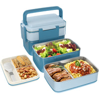 1 x RAW Customer Returns WayEee Bento Box, Lunch Box for Adults with Stainless Steel Compartment, Leak-Proof Lunch Box 1500ml Volume, BPA Free, Keeps Fresh for a Long Time Blue  - RRP €20.14