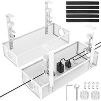 1 x RAW Customer Returns DECOHOME Cable Management Under Desk, Drill-Free Under Desk Cable Management, Cable Basket for Managing Cables and Power Strips, Suitable for Offices, Home White, 2 Pack  - RRP €34.27