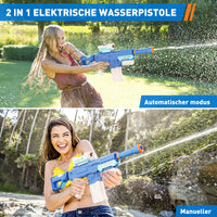 2 x Brand New RenFox Water Gun, Squirt Gun Electric Manual 2 in 1 Water Pistol, 500ml Capacity and 8-10m Shooting Range, Summer Beach Pool Party Toys Outdoor for Adults and Kids - RRP €50.4