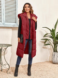 1 x RAW Customer Returns YBENLOVER Women s Long Vest Stand-Up Collar Quilted Vest Winter Warm Zip Puffer Jacket with Hood Coats Outwear S, Wine Red  - RRP €34.4