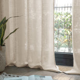 1 x RAW Customer Returns MIULEE Set of 2 Voile Curtains Sheer Linen Curtain with Eyelets Transparent Irregular Texture Curtain Eyelet Curtain Window Curtain Translucent for Bedroom 245 x 140cm H x W Golden Beige - RRP €37.8