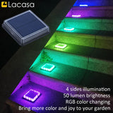 1 x RAW Customer Returns Lacasa Solar Floor Lights Outdoor, 4 Pack RGB Color Changing Solar Lights for Outdoor LED Path Lights Garden Solar Lamps with Auto ON OFF Light Sensor for Stairs Driveway Yard Patio, IP68 Waterproof - RRP €45.99