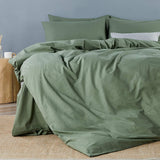 1 x RAW Customer Returns Lanqinglv Dark Green Bed Linen 200x200cm Cotton Renforce Reversible Bed Linen with Zip Plain Double Bed Duvet Cover - 1 Duvet Cover and 2 Pillowcases 80x80cm - RRP €38.3