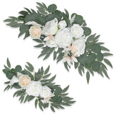 1 x RAW Customer Returns ROLLWAY Pack of 2 artificial wedding arch flowers, artificial flowers hanging artificial flowers decoration wedding decoration white roses with green leaves, peonies wedding flowers - RRP €24.98