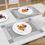 1 x RAW Customer Returns SueH Design Woven Placemats Set of 8 Vinyl Heat Resistant Placemats Anti-fouling and Washable 45 cm x 30 cm, Light Grey - RRP €20.99