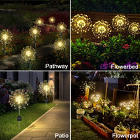 1 x RAW Customer Returns Joysing garden decoration solar garden light outdoor, 2 pieces 150 LED solar lights fireworks, 8 modes solar dandelion garden plug waterproof solar lamps for garden balcony terrace - warm white - RRP €23.35