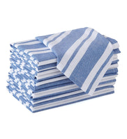 1 x RAW Customer Returns Encasa Cloth Napkins Set of 12 Franca Blue Stripes Ecological Recycled Cotton Size 43x43cm Napkins for dining table decoration, washable and reusable - RRP €26.48