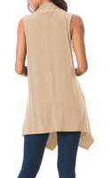 1 x RAW Customer Returns Urban GoCo Women s Sleeveless Draped Cardigan Vest Small, Apricot  - RRP €23.86