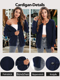 1 x RAW Customer Returns JUOIANTANG Women s Long Sleeve Round Neck Button Cardigan Basic Solid Color Lightweight Casual Summer Jackets Blue XXL - RRP €29.22