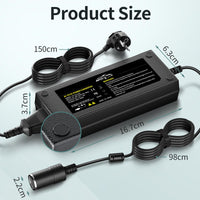 1 x RAW Customer Returns BGFOX 180W 15A car power adapter, 2.65M voltage converter 230V to 12V, 220V inverter adapter with cigarette lighter socket for cool box, car vacuum cleaner, car refrigerator, compressor, tire inflator - RRP €23.18