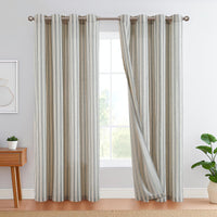 1 x RAW Customer Returns TOPICK Linen Striped Curtains Black Stripe Curtains with Eyelets Ticking Stripe Pattern Linen Look Curtains Light Filtering for Living Room Pinstripe Curtain Opaque 2 Pieces 130x225cm - RRP €53.44